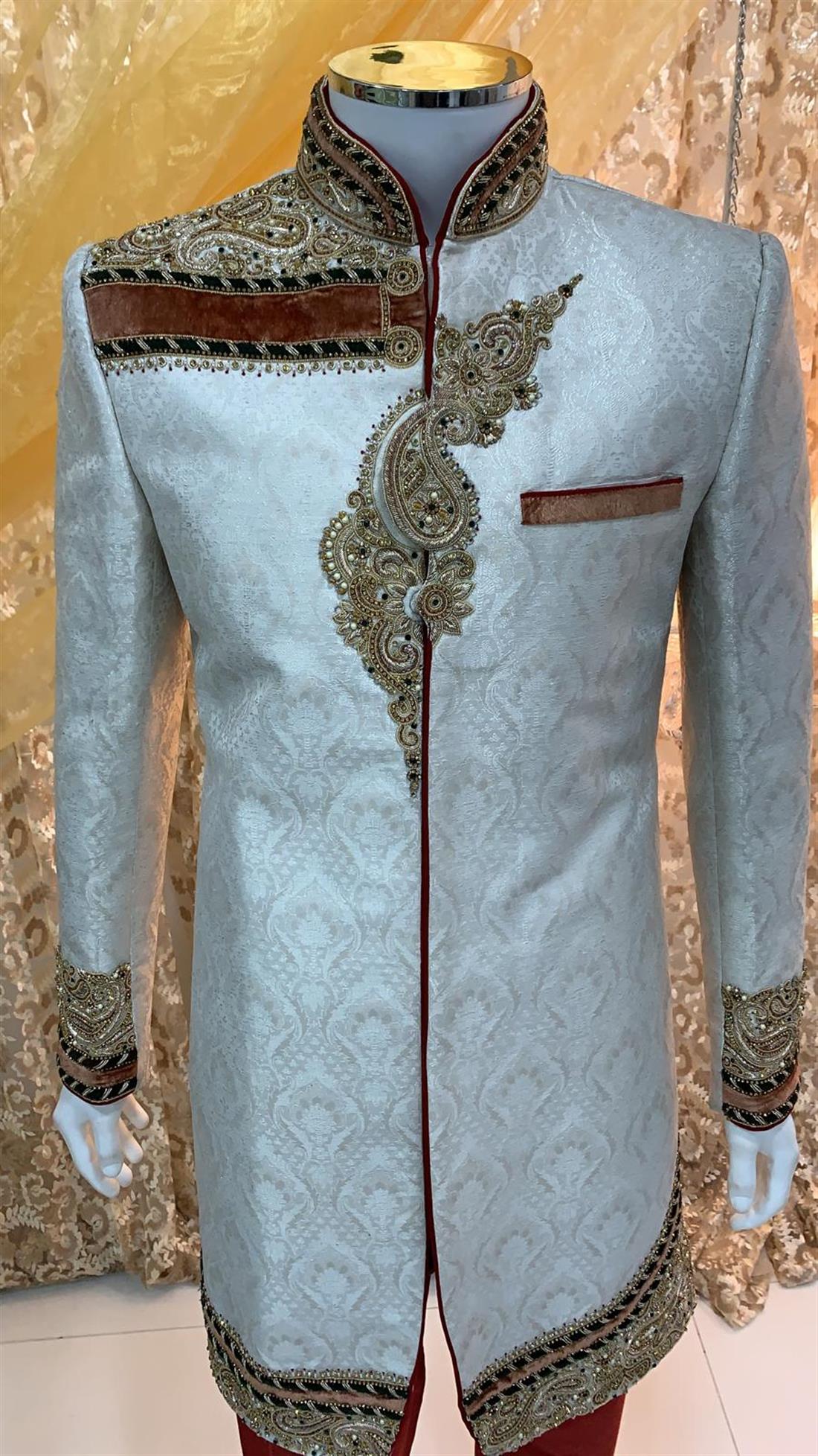 Ivory Embroidered Mens Sherwani