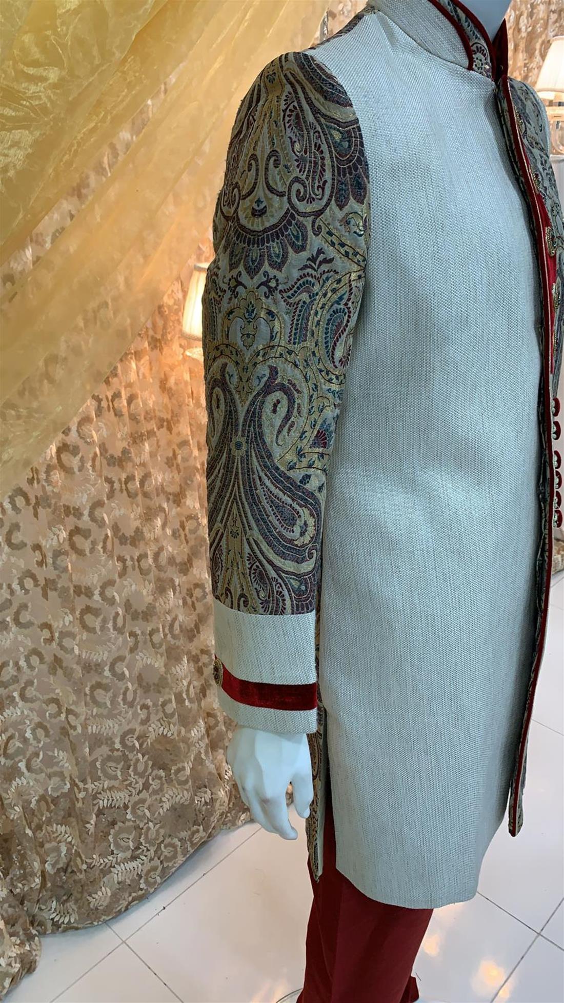 Ivory Printed Mens Sherwani