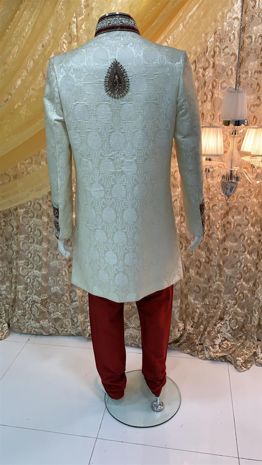 Ivory Embroidered Mens Sherwani