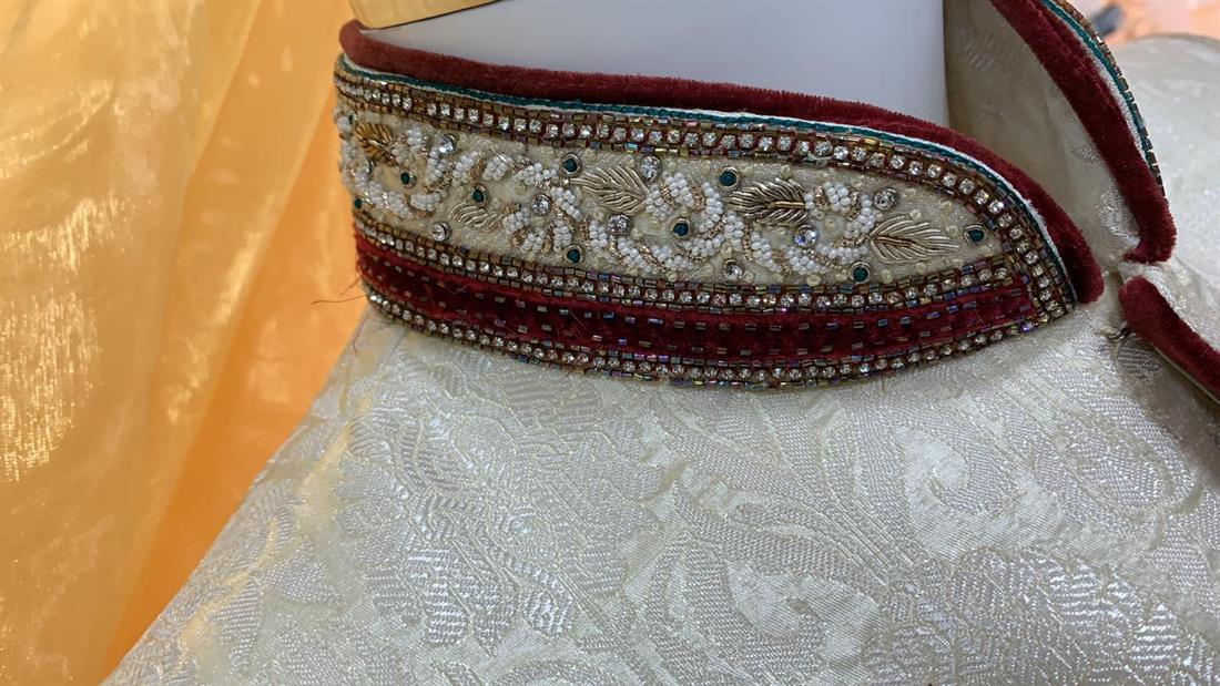 Ivory Embroidered Mens Sherwani