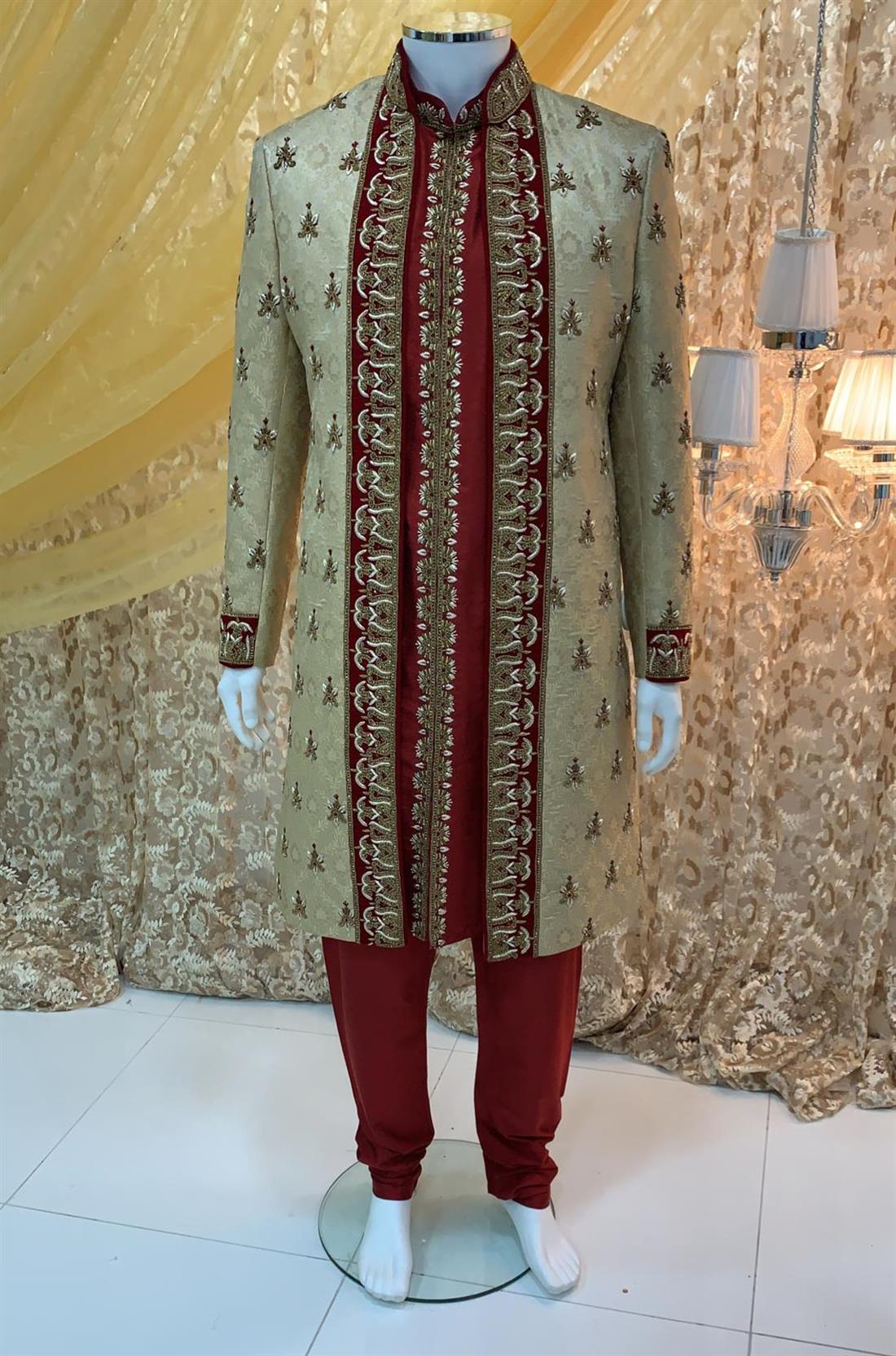 Gold Embroidered Mens Sherwani