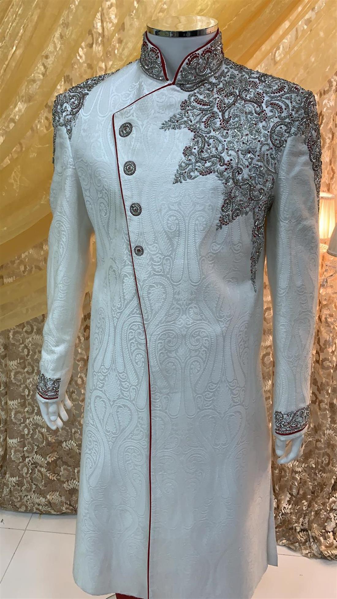 Ivory Embroidered Mens Sherwani