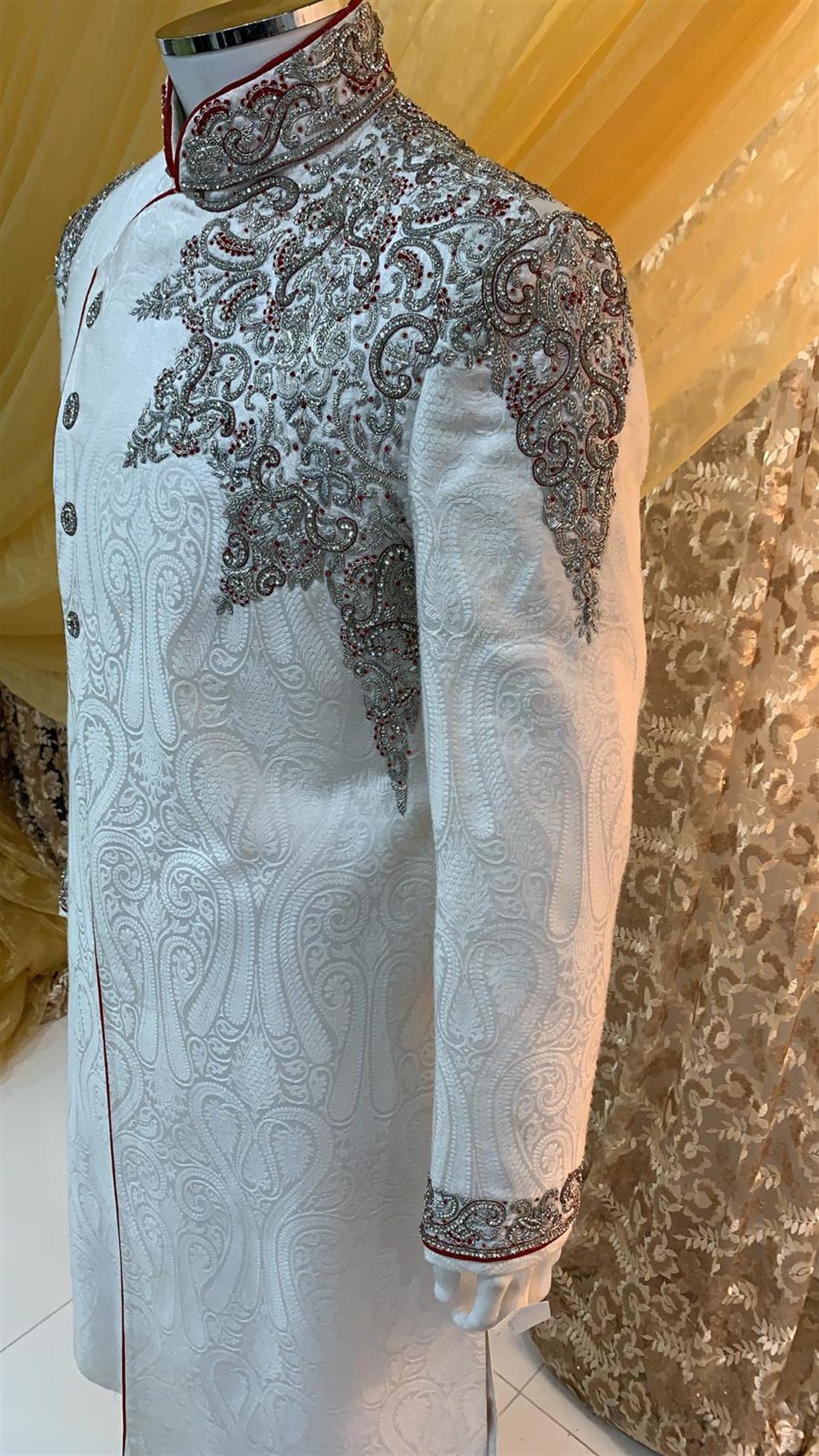 Ivory Embroidered Mens Sherwani