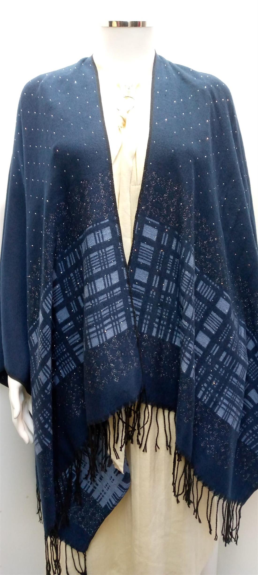 Navy Ladies Ponchu Shawl