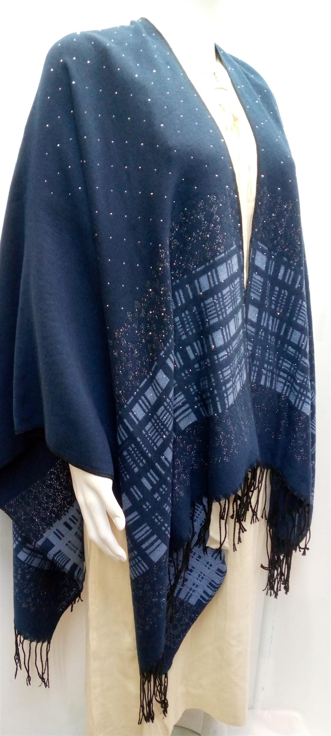 Navy Ladies Ponchu Shawl