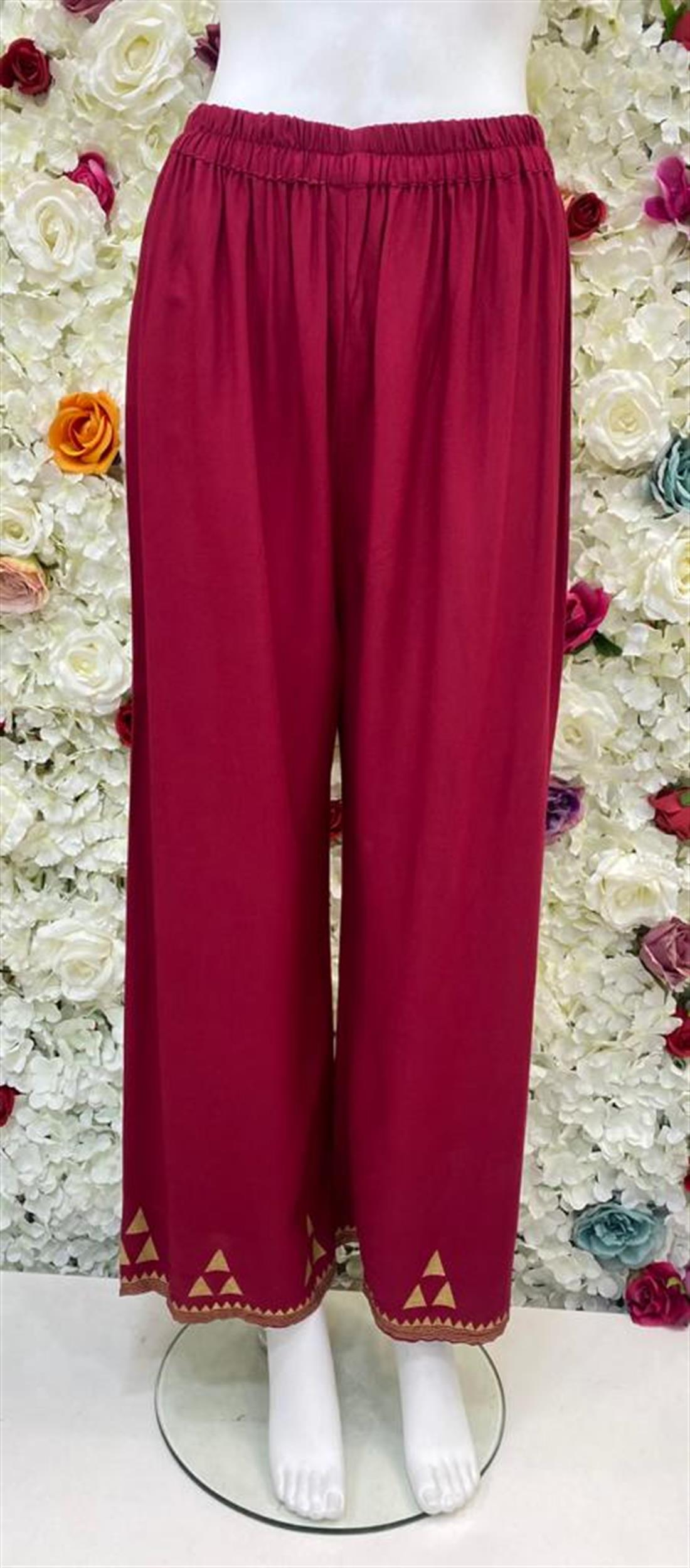 Maroon Printed Palazzo Legging and Trousers