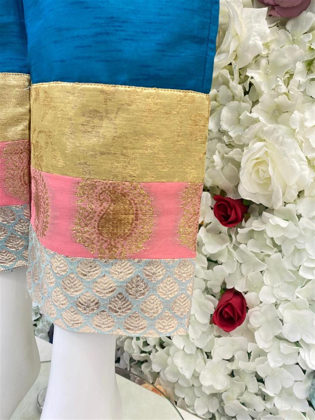 Turquoise Blue Raw Silk Trouser.