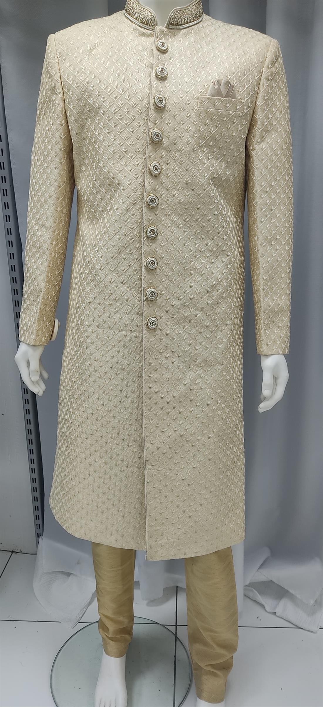 Beige Mens Sherwani