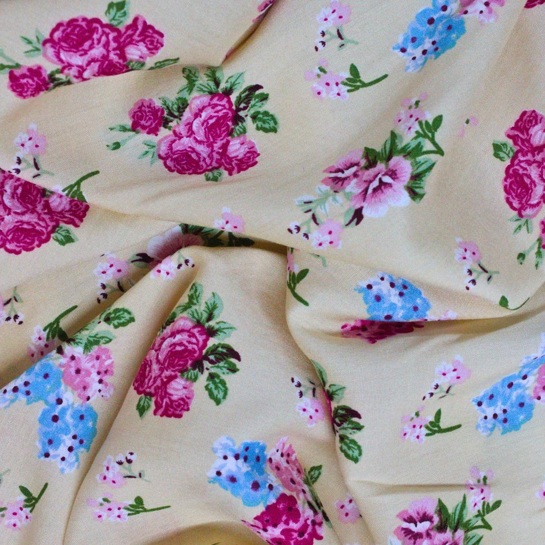 Multicolour Floral Printed Viscose Fabric
