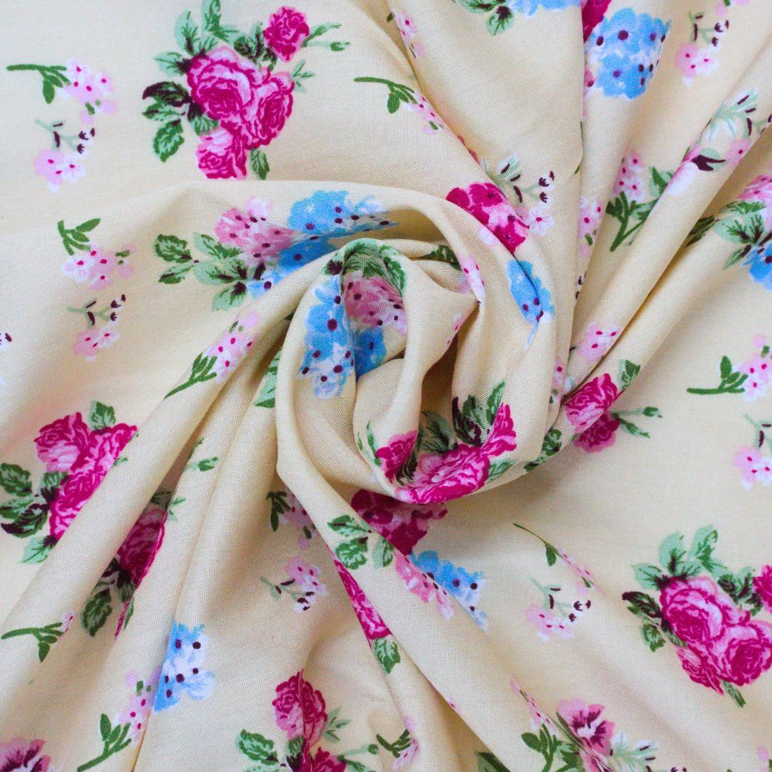 Multicolour Floral Printed Viscose Fabric