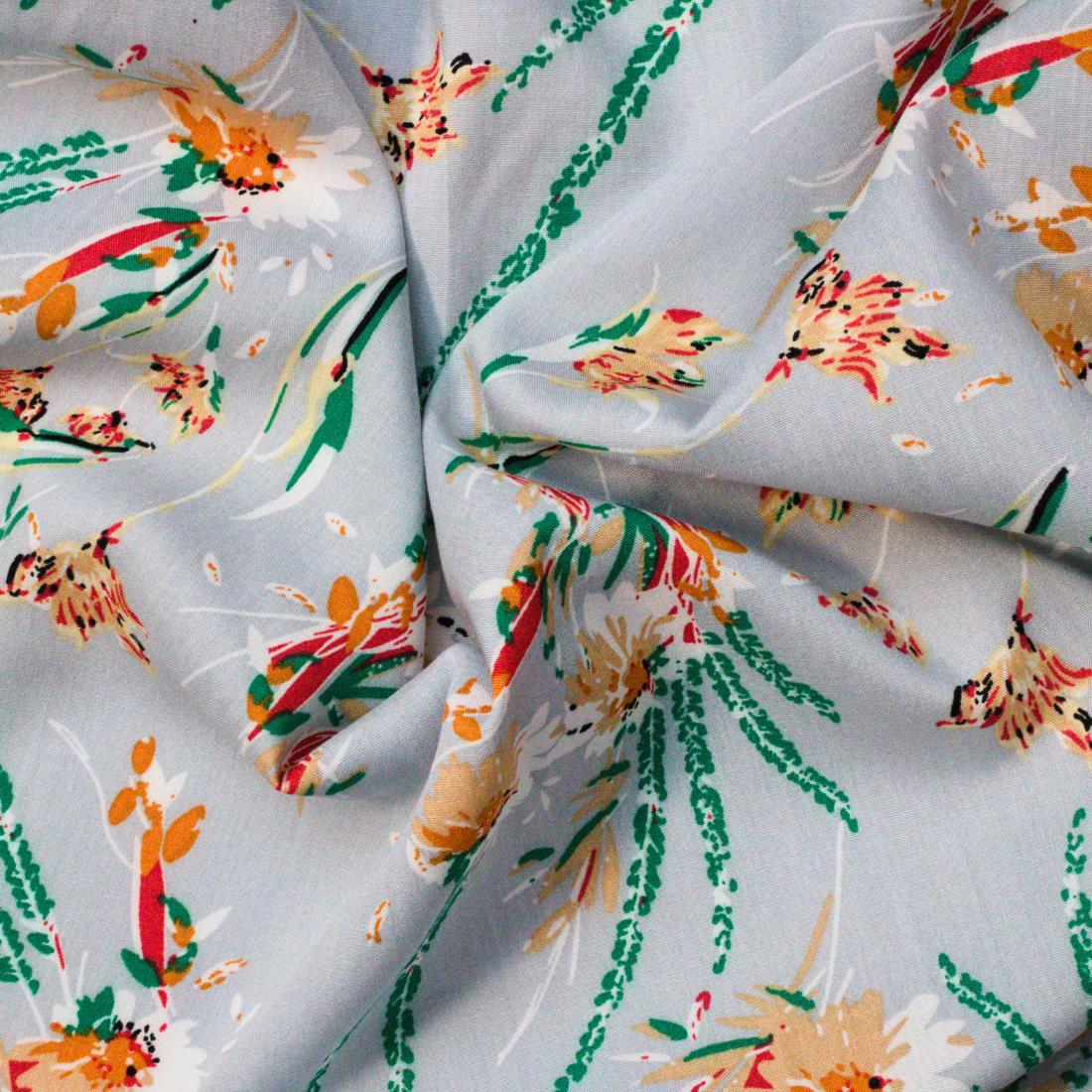Multicolour Floral Printed Viscose Fabric