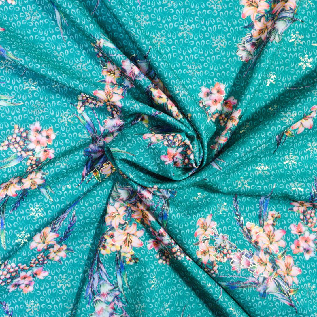 Multicolour Floral Printed Viscose Fabric