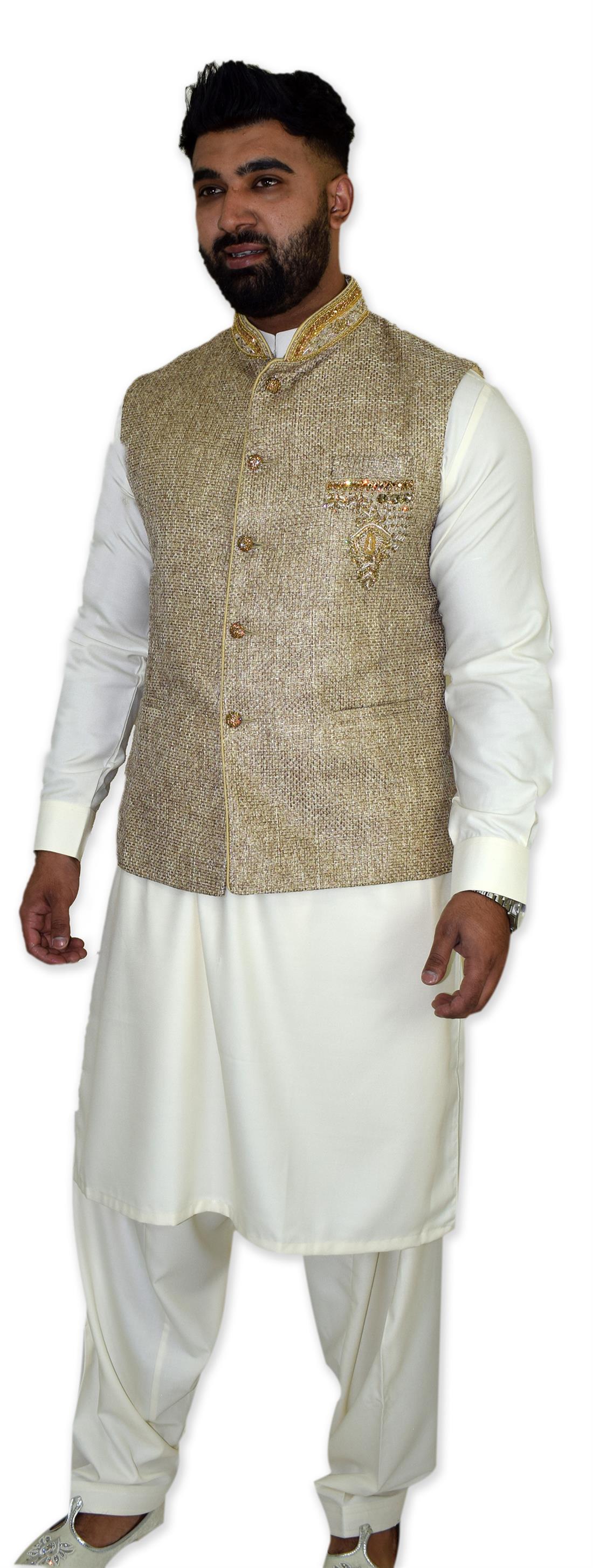 Gold Embroidered Mens Waistcoat