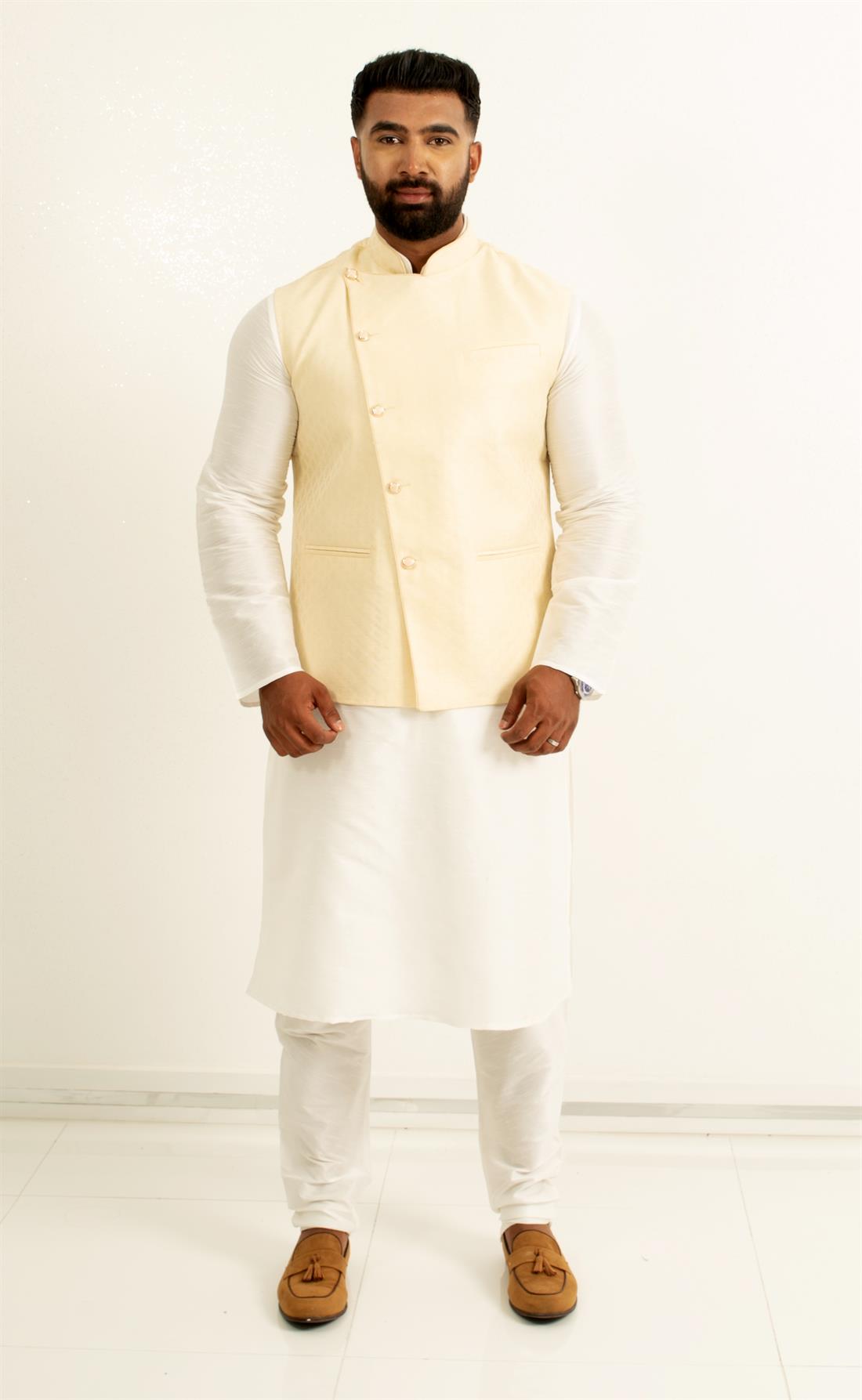 Cream Printed Waistcoat