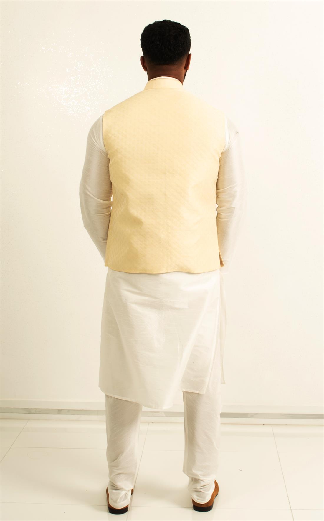 Cream Printed Waistcoat