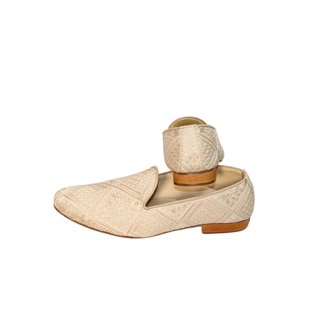 Gold Sequinned Mens Loafers