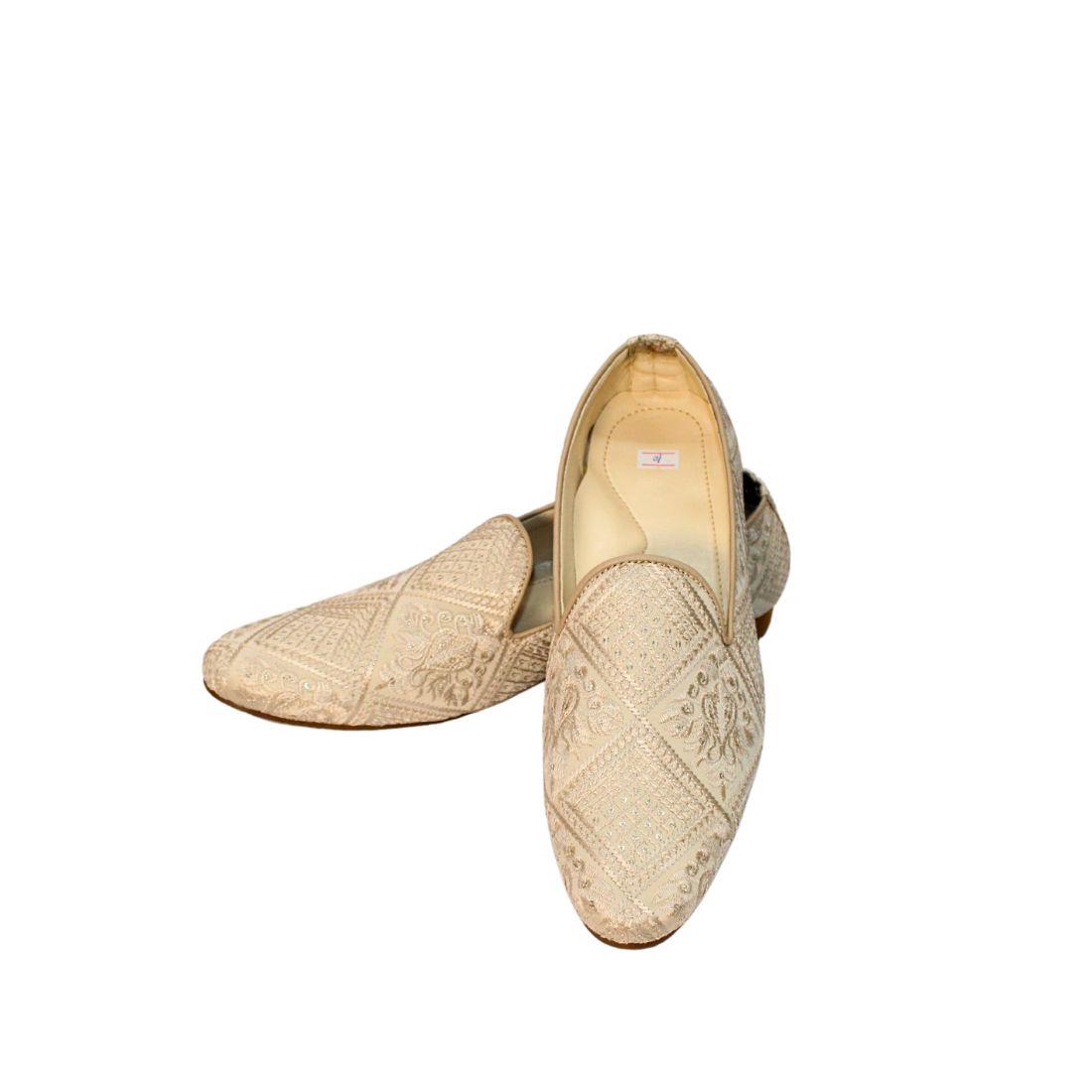 Gold Sequinned Mens Loafers
