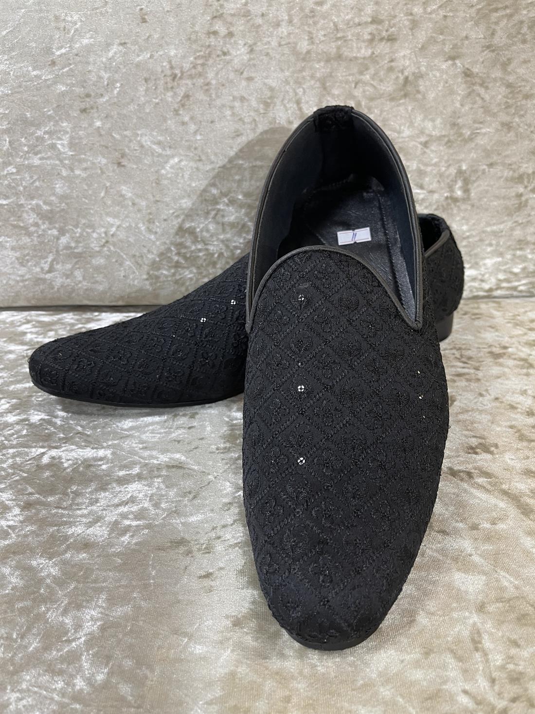Black Embroidered Loafers