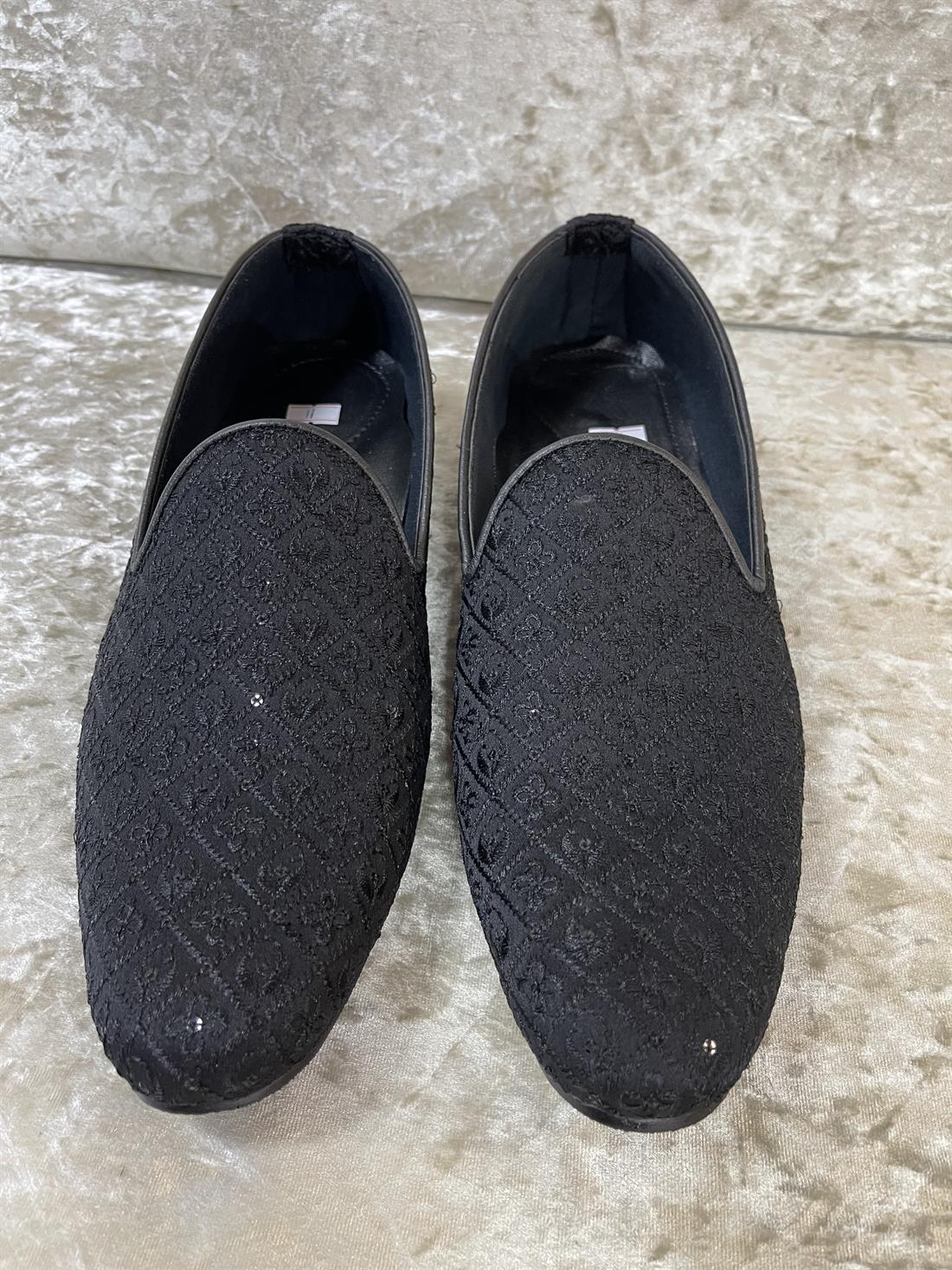 Black Embroidered Loafers