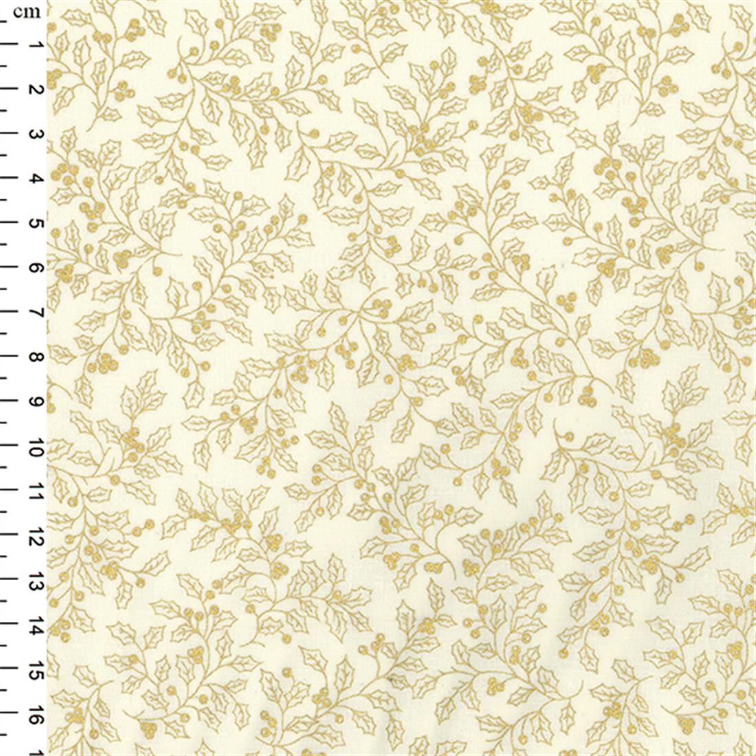 Cream Printed Cotton Christmas Fabric