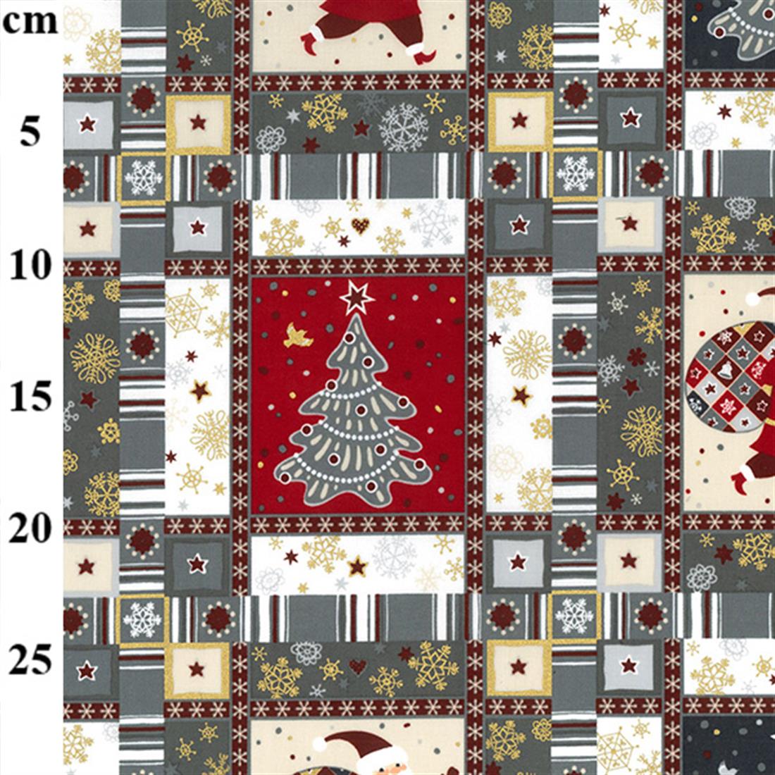 Grey Printed Cotton Christmas Fabric