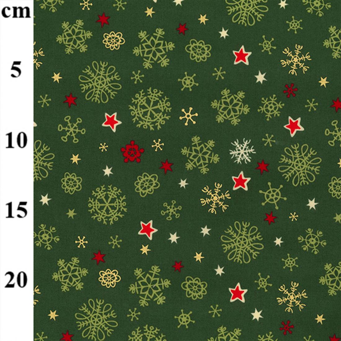 Green Printed Cotton Christmas Fabric