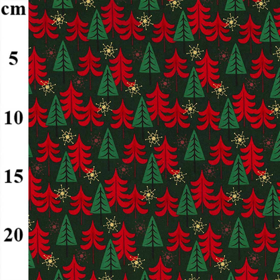 Green Printed Cotton Christmas Fabric