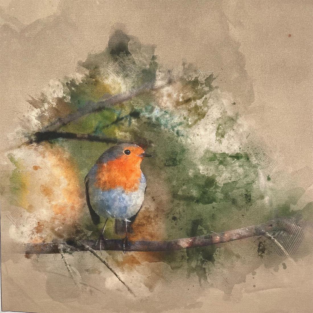 Digital Print Linen Robins Canvas Art Panel