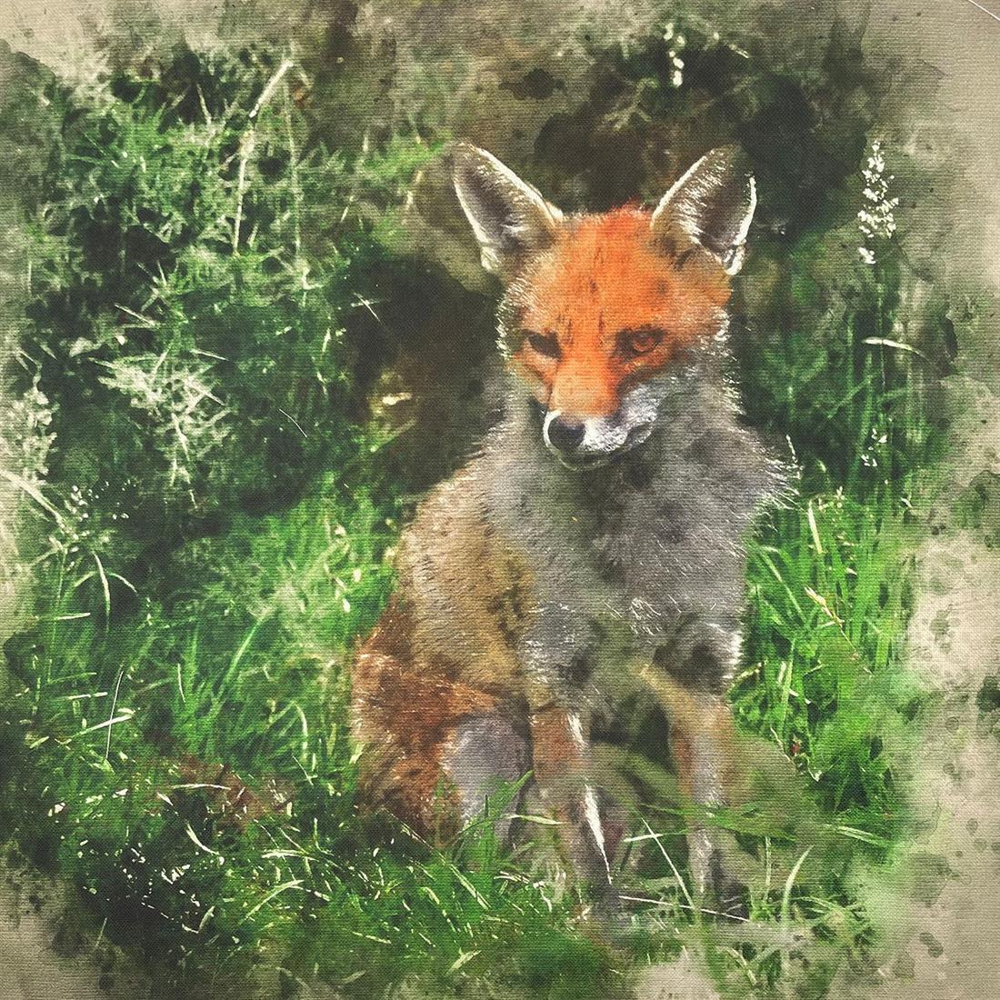 Digital Print Linen Fox Canvas Art Panel