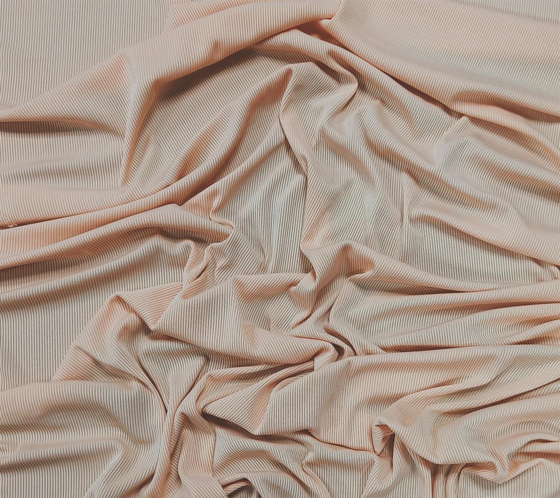Peach Ribbed Jersey Fabric