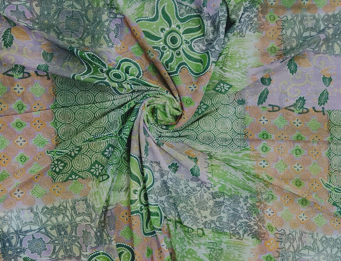 Multicolour Printed Net Fabric