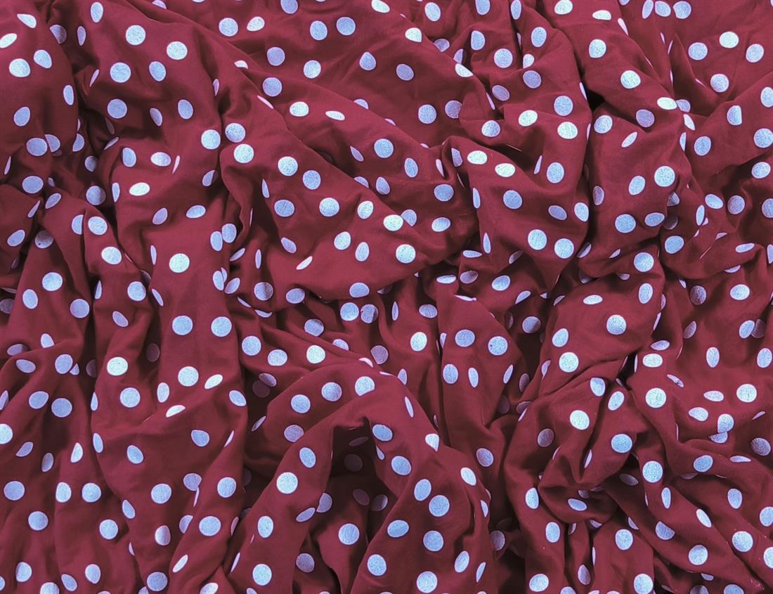 Red Polkadot Polyester Jersey Fabric