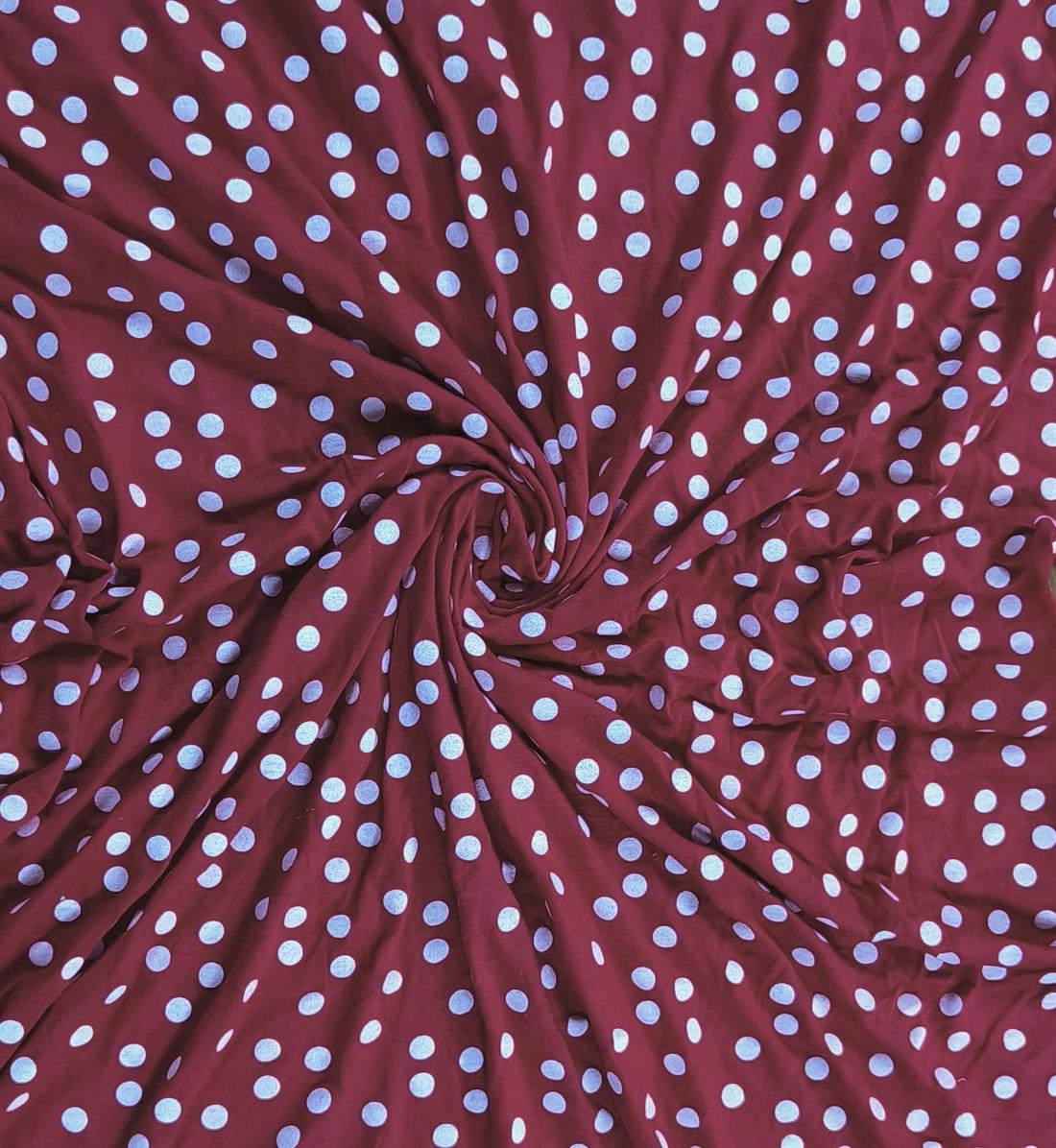 Red Polkadot Polyester Jersey Fabric