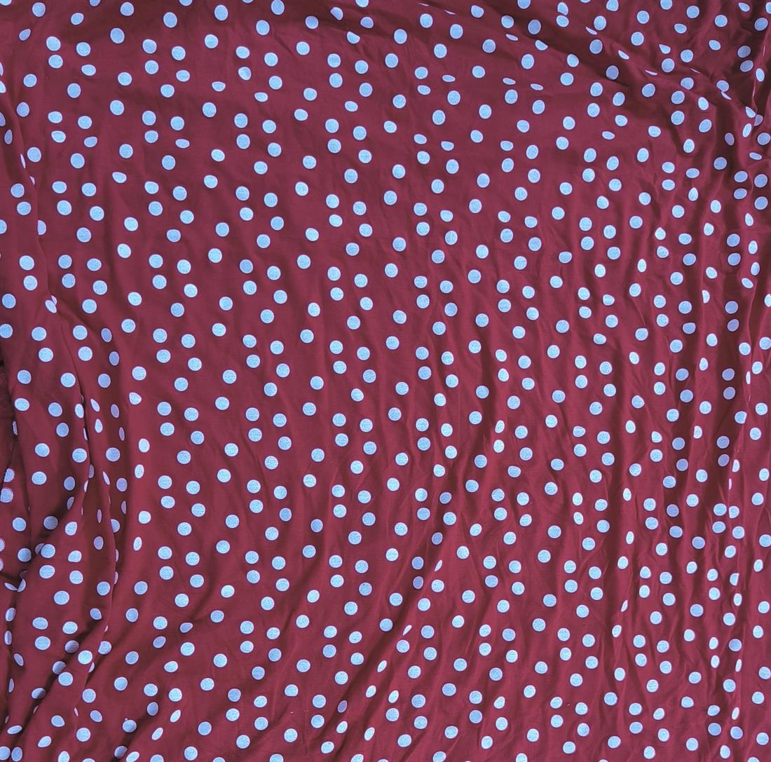 Red Polkadot Polyester Jersey Fabric