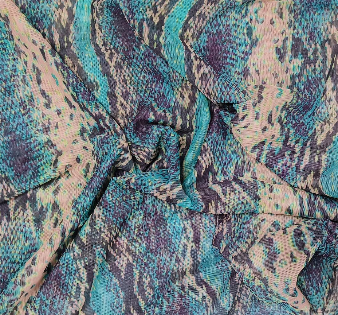 Green Printed Power Net Fabric