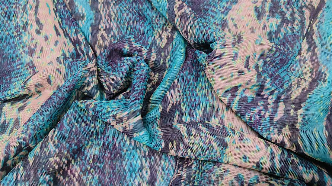 Green Printed Power Net Fabric