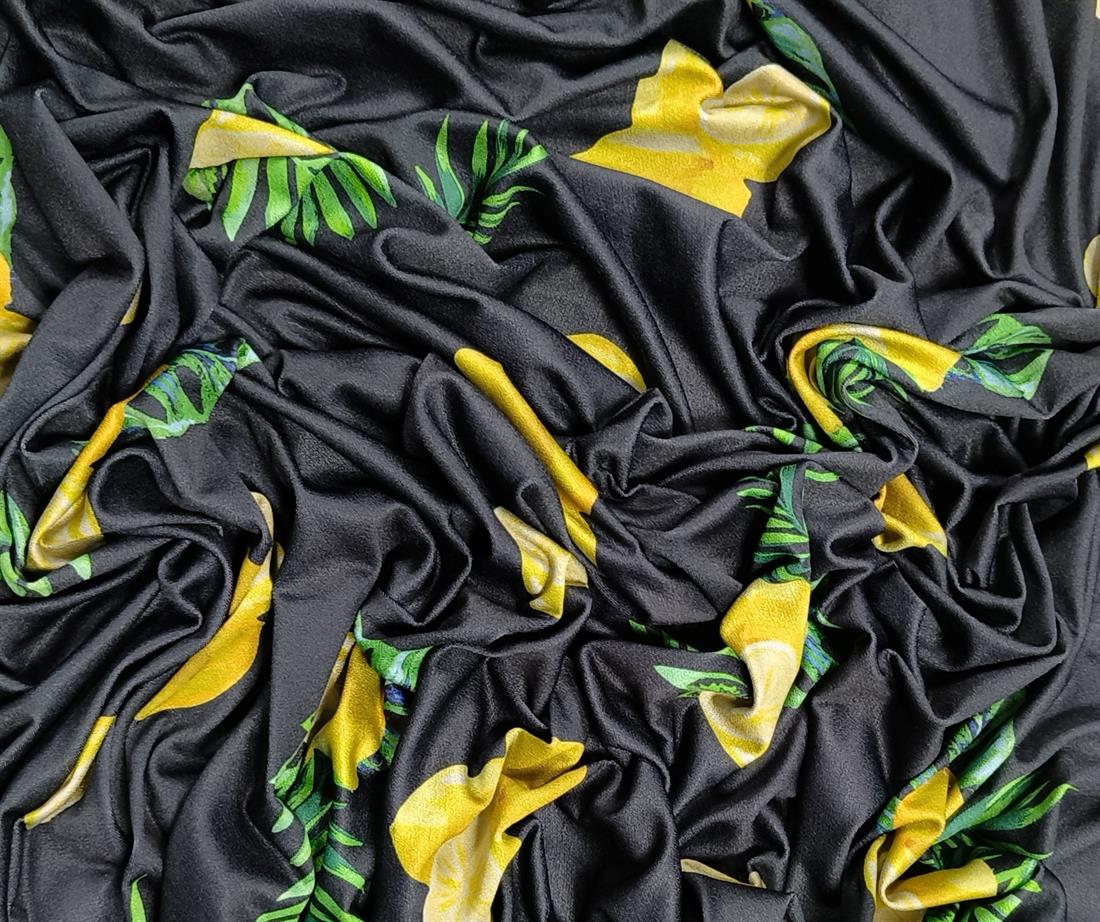 Black Lemon Printed Polyester Jersey Fabric