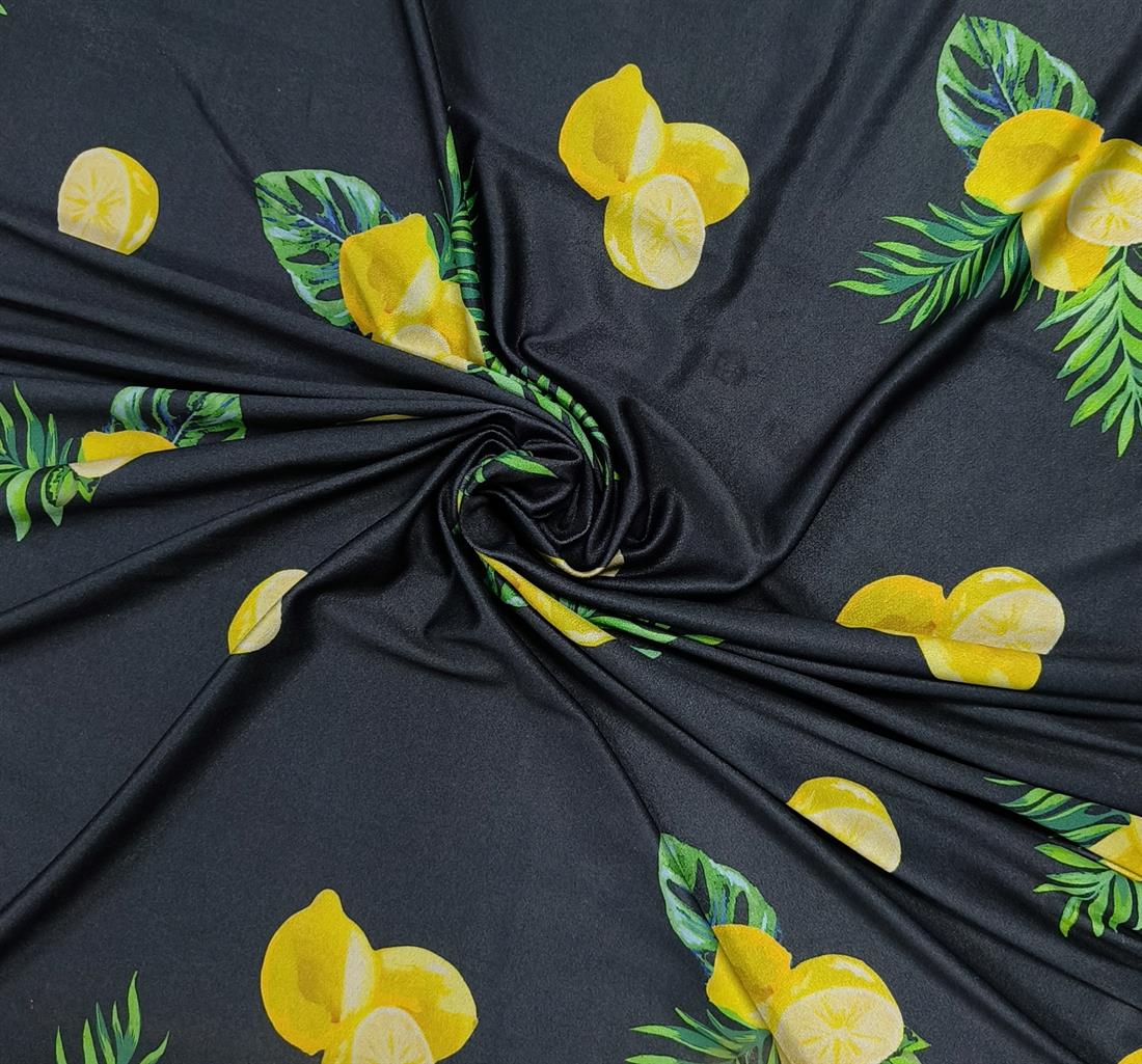 Black Lemon Printed Polyester Jersey Fabric