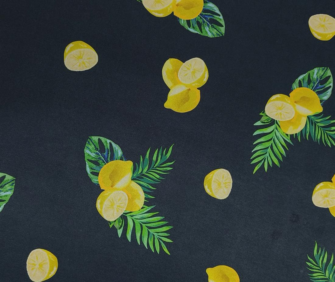 Black Lemon Printed Polyester Jersey Fabric