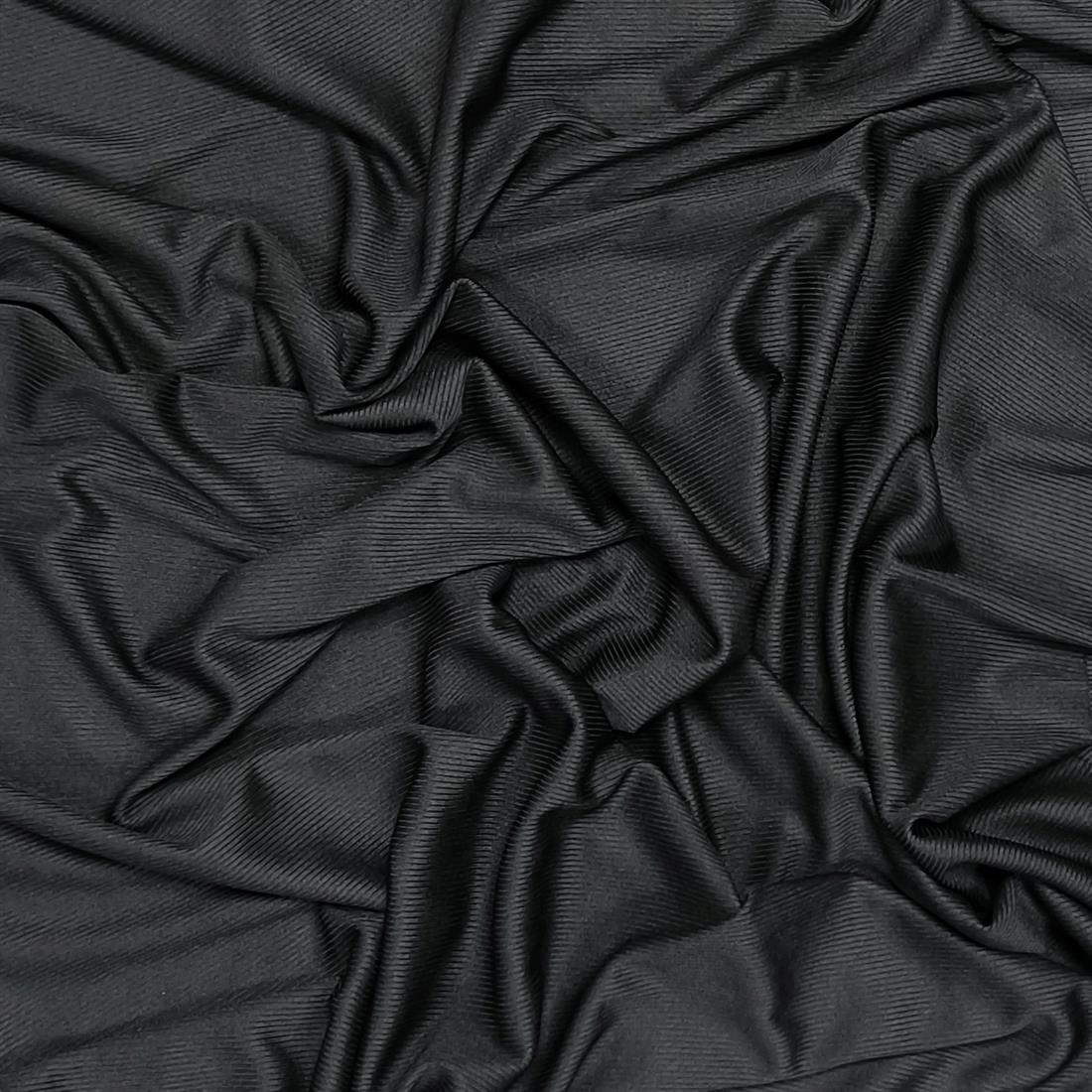Black Ribbed Jersey Fabric