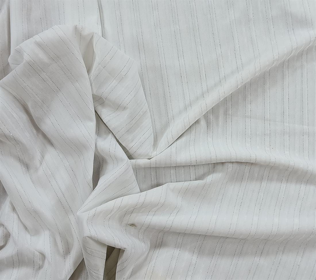 Whit Striped Polyester Fabric