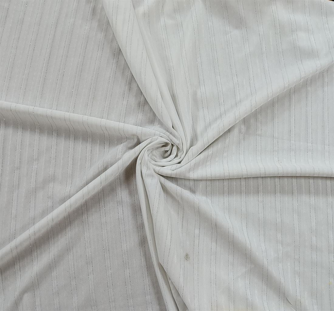 Whit Striped Polyester Fabric
