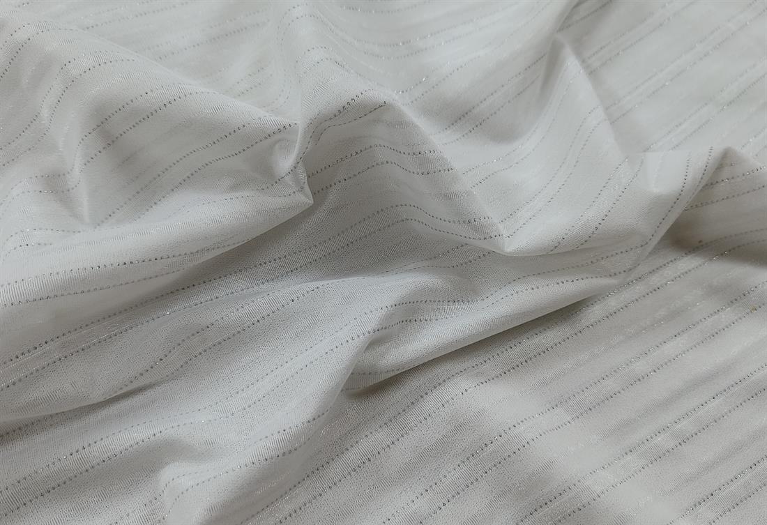 Whit Striped Polyester Fabric