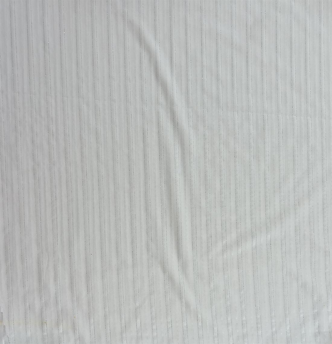 Whit Striped Polyester Fabric
