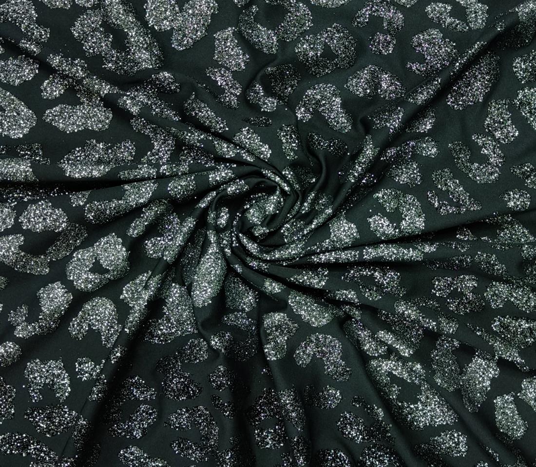Black Flock Jersey Fabric