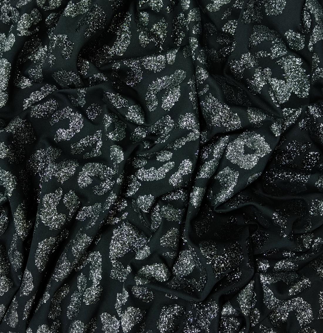 Black Flock Jersey Fabric
