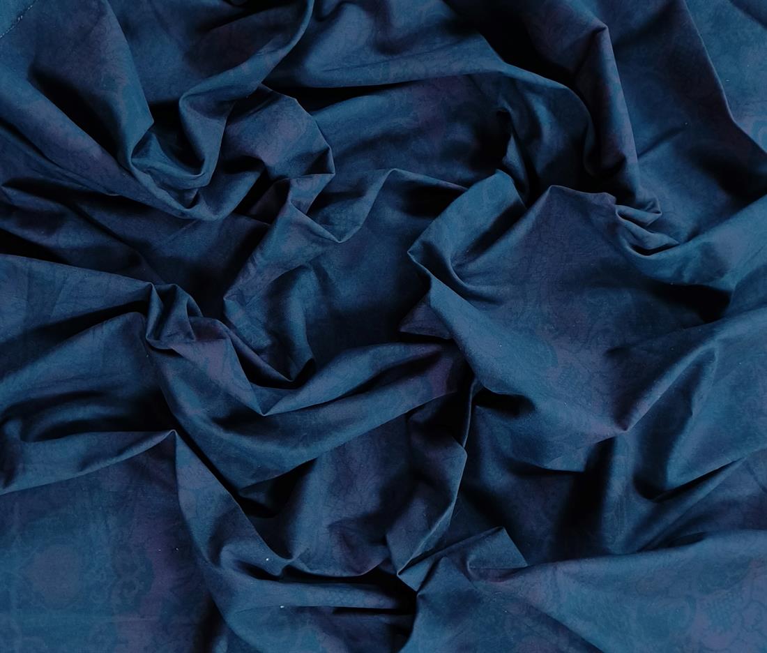 Navy Printed Denim Fabric