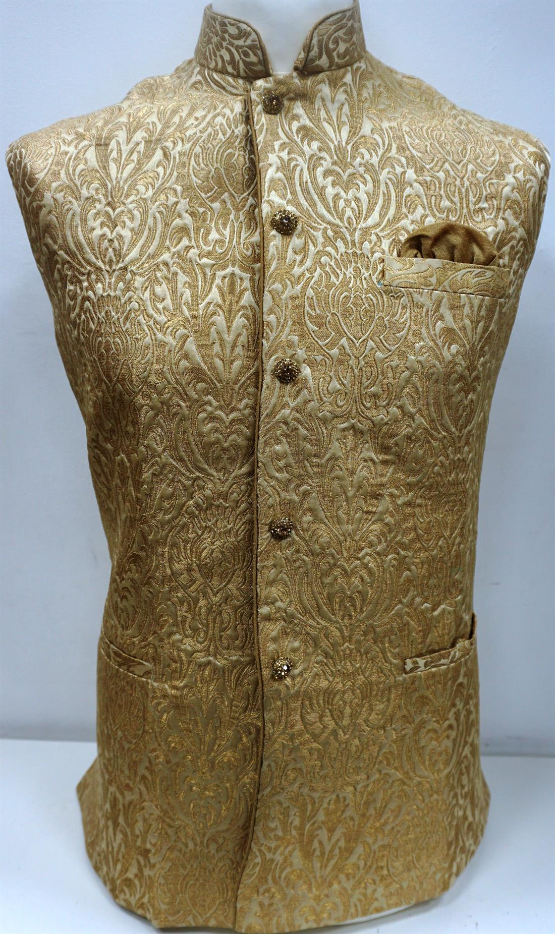 Gold Mens Brocade Waistcoat