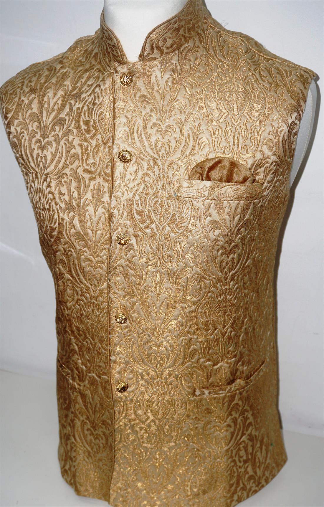 Gold Mens Brocade Waistcoat