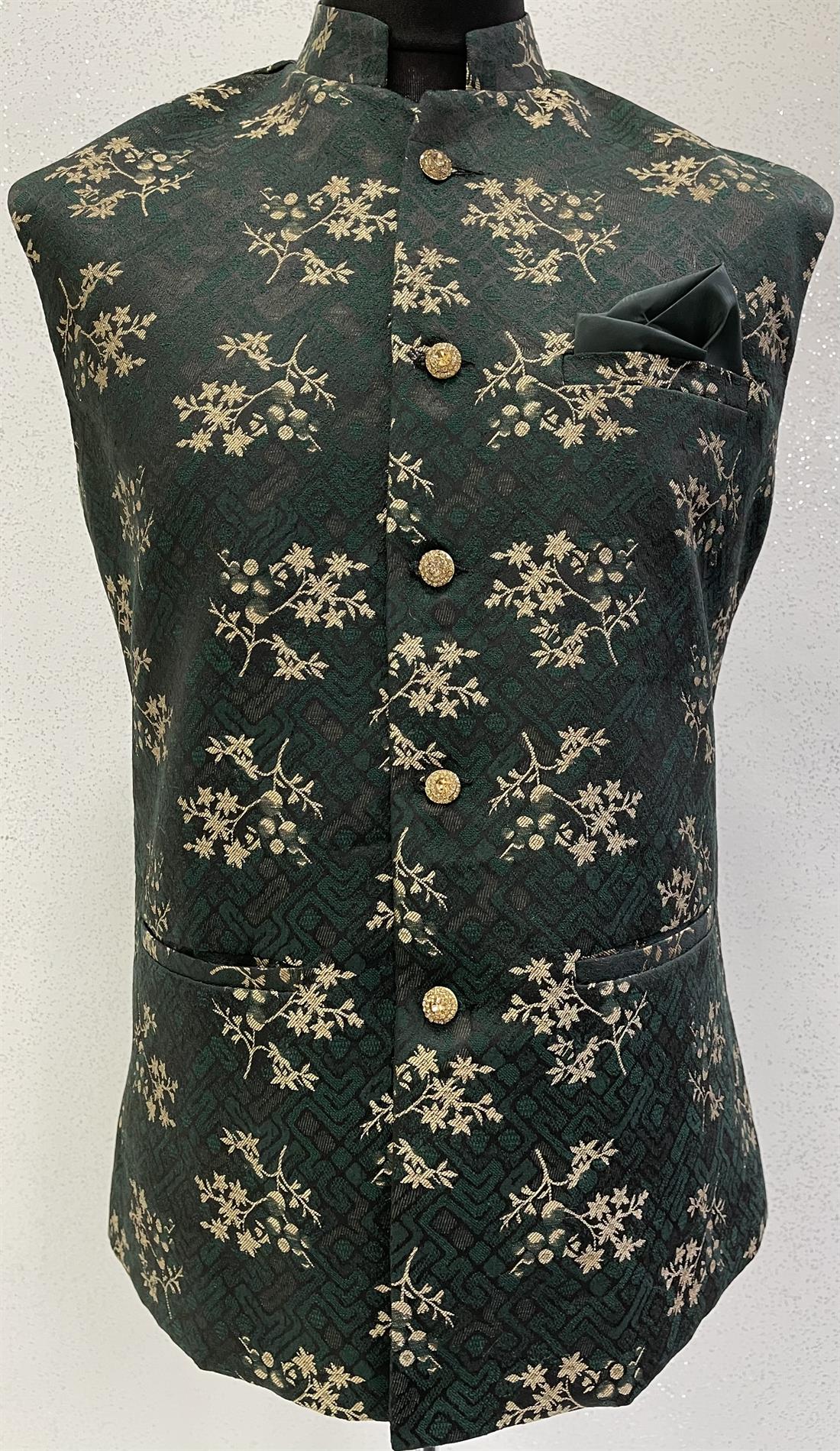 Green & Gold Mens Waistcoat